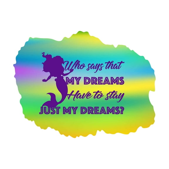 Just My Dreams Cute Mermaid Inspirational Quote Wall Design Wall Art Sticker Designs Vinyl Stickers For Home House Walls Rooms Windows Bedroom Decoration Size (12x12 inch)