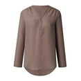 thumbnail image 3 of Jovati Women's Tops Coffee Zipper Button Long Sleeve Loose Chiffon Shirt Clothing, 3 of 6