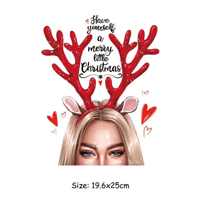 Pegatinas de transferencia de calor navideñas, calcomanías para planchar, patrón de ciervo y árbol de Navidad para camisetas, mochila, funda de almohada con capucha