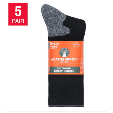 Weatherproof Vintage Men's Outdoor Crew Sock, 5-pair