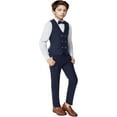 thumbnail image 3 of Lycody 3pcs Boys Slim Fit Vest Pants Bowtie Suits for Teen and Kids Slim Fit Boys Tuxedo Double Breasted Wedding Ring Bearer Outfit, 3 of 5