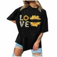 thumbnail image 2 of EQWLJWE Womens Sunflower Love Shirt Vintage Hippie Flower Nurse Mom Gift Round Neck T-Shirt, 2 of 5