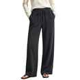 thumbnail image 2 of Sokhug Women Ribbed Knit Wide Leg Pants Drawstring Elastic Waist Casual Trousers With Patch Pockets Casual Solid Color Lounge Trousers, 2 of 7