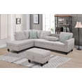 thumbnail image 2 of Modern Minimalist Linen 98" Wide Left Hand Facing Sofa & Chaise with Ottoman, 2 of 16