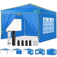 thumbnail image 1 of COBIZI 10x10 Pop up Canopy with Sidewalls Waterproof Outdoor Canopy Gazebo Anti-UV Instant Foldable Canopy Tent for Party with Carry Bag,Blue, 1 of 6