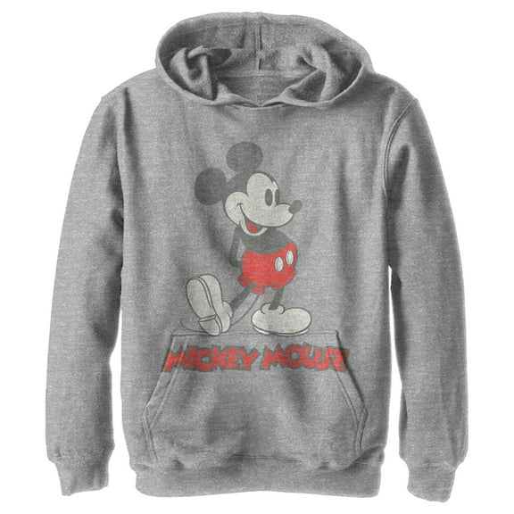 Boy's Mickey & Friends Mickey Mouse Large Portrait  Pull Over Hoodie Athletic Heather Large