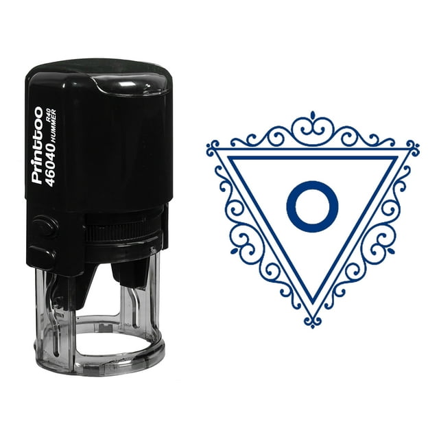 Printtoo R-40 Swirl Border Triangle O Alphabet Monogram Initial Self Inking Rubber Stamp Office Stationary