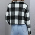 thumbnail image 7 of Aboser Cropped Plaid Shackets for Women Trendy Lapel Tartan Jacket Loose Button Down Coat Winter Fuzzy Fleece Jackets Warm Crop Cardigan, 7 of 7