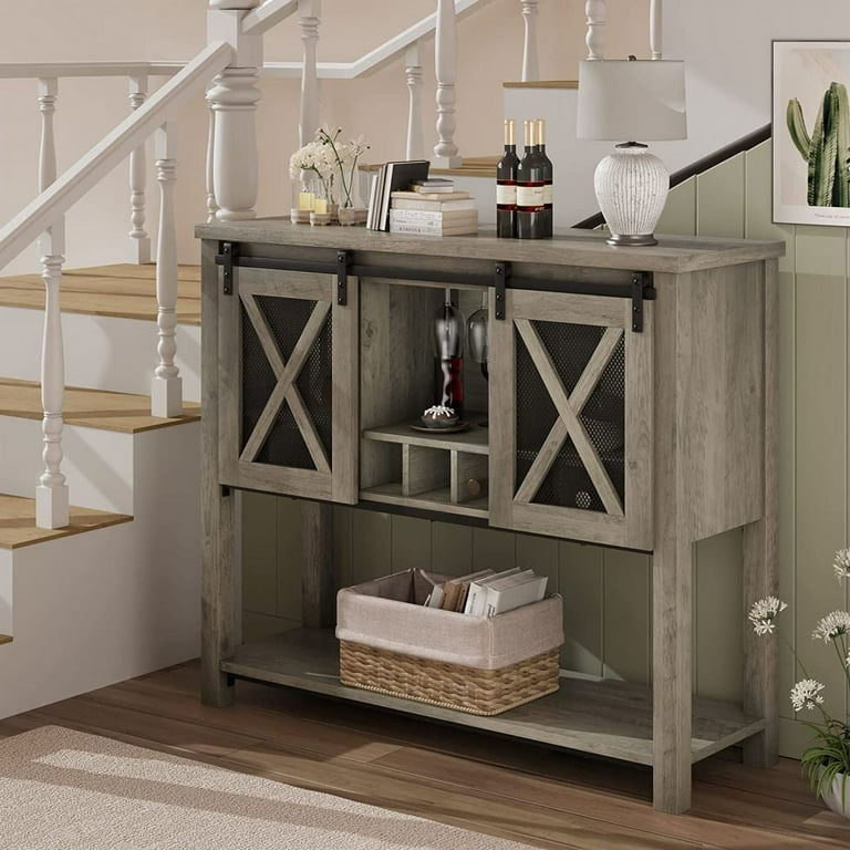 Oyang Bar Cabinet Buffet Storage Cabinet with Wine Glass Rack