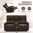 thumbnail image 3 of Korser 2-Seater Recliner Sofa with Pillow,Double Recliner Loveseat with Storage Console, Side Pockets, Cup Holders Manual Recliner Sofa for Living Room,Dark Brown, 3 of 8
