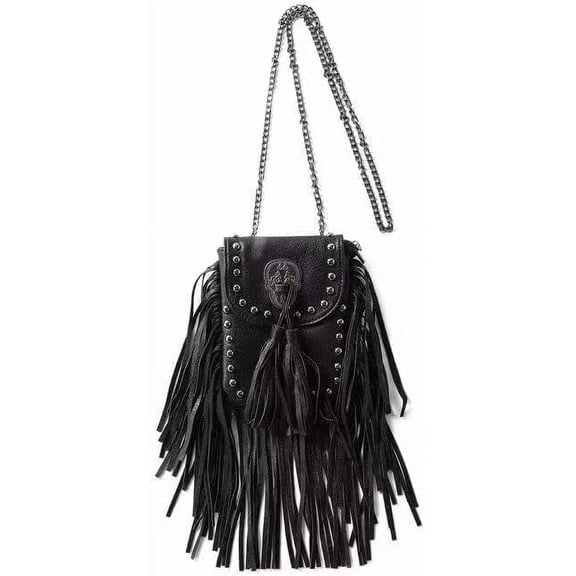 MMYGU Y2K Punk Fringe Bag Novelty Tassel Gothic Western Crossbody Purse Women Sourpuss Shoulder Rockstar Halloween