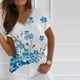 thumbnail image 3 of Blusa informal de manga corta con estampado floral y cuello en V de verano para mujer Fridja  hjk4745, 3 of 8