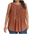 thumbnail image 2 of Tank Tops for Women under $5 Sleeveless Round-Neck Printed Casual T-shirt Coffee L, 2 of 6