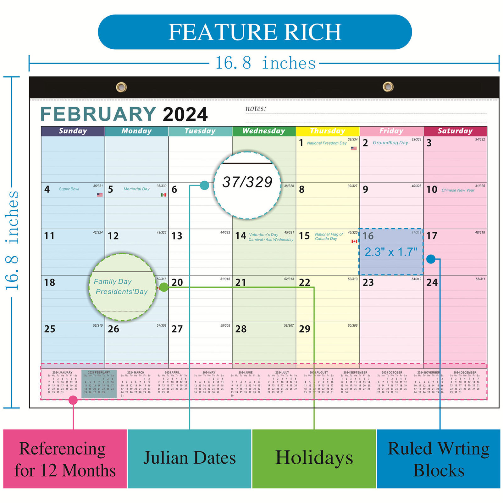 Rdeuod 2024 Calendar - 2024 Wall Calendar, 18 Monthly Wall Calendar ...