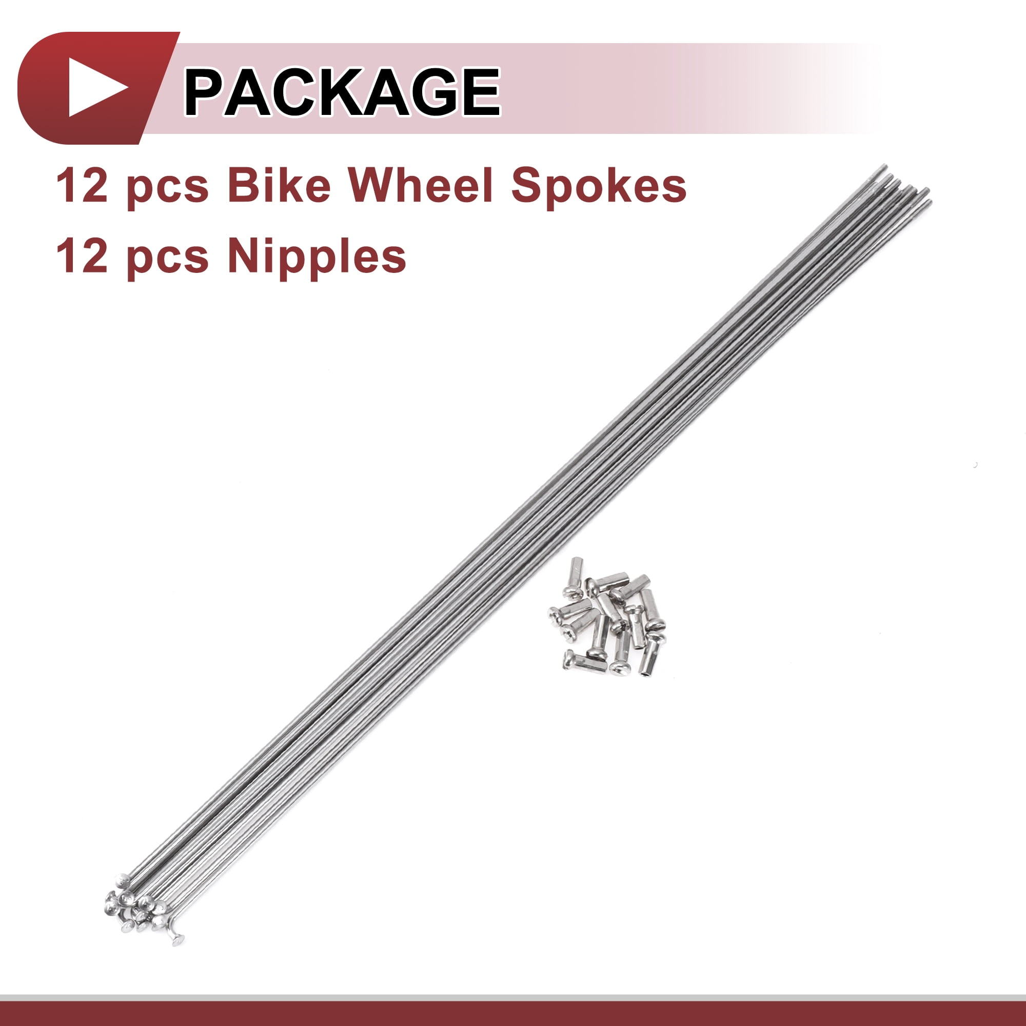 Unique Bargains 12 Set 14G Bicycle Spokes 14G Bike Wheel Spoke 304 Stainless Steel 305mm