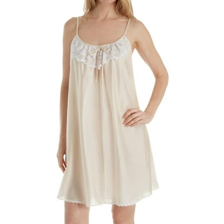 - Women's Amanda Rich 165-SH Spaghetti Strap Lace Trim Knee Length Gown