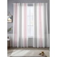 thumbnail image 3 of Pink Grey Striped Semi Sheer Curtains 108 Inch Length 2 Panels Set, Geometric Vertical Stripes Minimalist Sheer Kitchen Curtain Privacy Voile Window Curtain for Living Room Bedroom Rod Pocket Drapes, 3 of 7