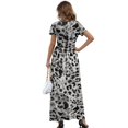 thumbnail image 2 of Psesaysky Grey Leopard Print Pattern Casual Maxi Dress, Soft with Pockets Polyester and Spandex Fabric Ladies Short Sleeve Long Maxi Dress for Weekend Gathering, 2 of 8