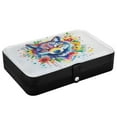 thumbnail image 3 of Leather Jewelry Box Rectangular 8.27x5.5x1.78In Travel Jewelry Storage Earrings Necklace Bracelet Watch Brooch Storage Cool Color Wolf, 3 of 8