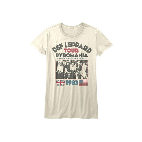 Def Leppard 1977 English Rock Band 1983 USA Pyromania Tour Natural Jrs T-Shirt