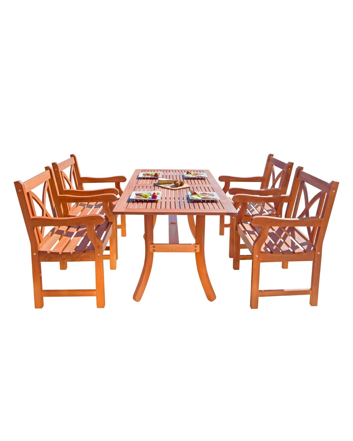 extendable outdoor dining table on 5 Piece Brown Natural Wood Finish Curvy Leg Table Outdoor Furniture Patio Dining Set With X Back Chairs 59 Walmart Com Walmart Com