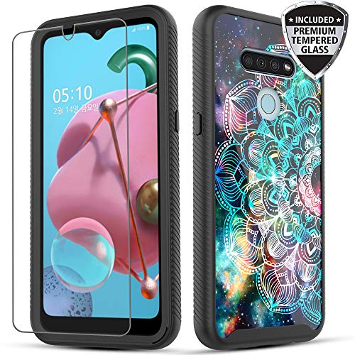 LG K51 Case, FullBody Heavy Duty Shockproof Hybrid Case with [Tempered