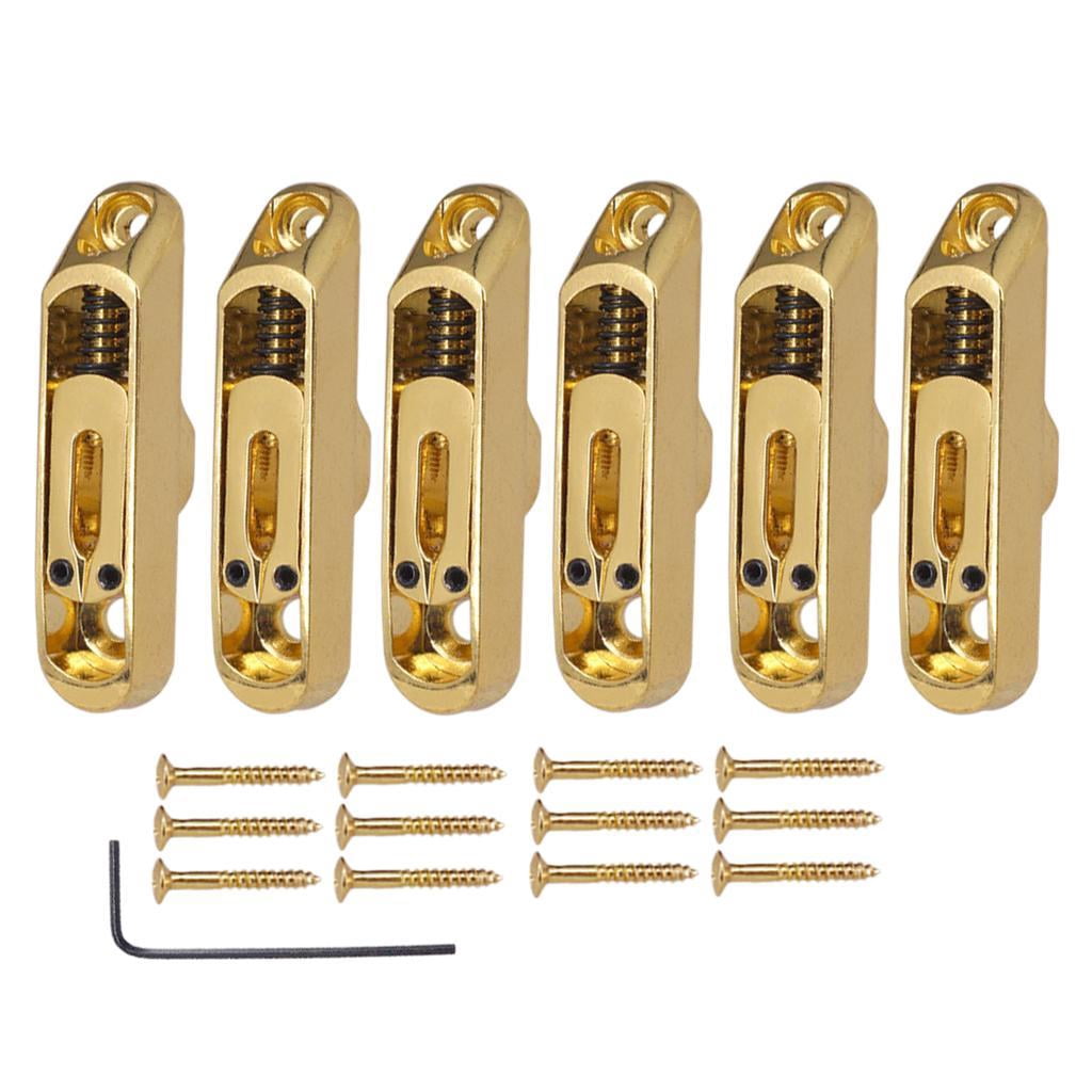 Dualoai Electric Bass Guitar 6 String Bridge Saddle Tailpiece Screws Hex Wrench Gold