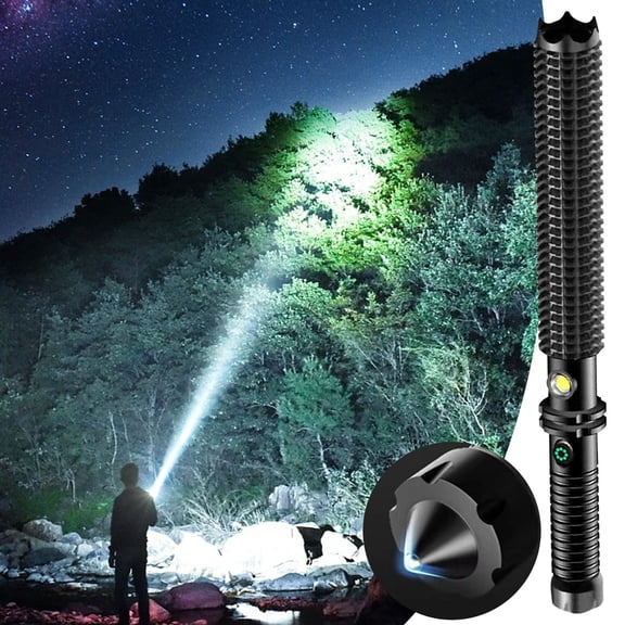 DeskAKBK Strong Light Baseball Stick Emergency Multifunctional And Rechargeable Strong Light Flashlight Wolf Teeth Stick Shape,Home Decor