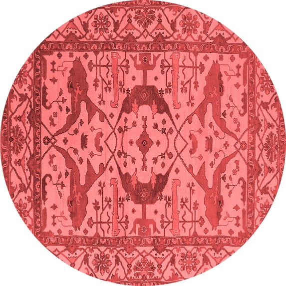 Ahgly Company Indoor Round Oriental Red Industrial Area Rugs, 7' Round