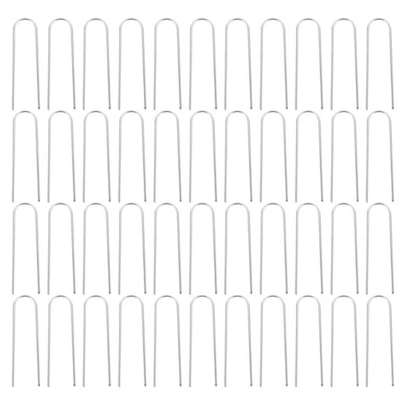 Worgeous  50 Pcs Ground Pegs Heavy Duty Garden Membrane Plant Stakes and Supports Silver