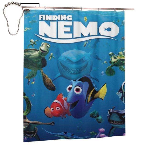 Cortina de ducha Buscando a Nemo, juego de cortinas de ducha con dibujos animados encantadores para el baño de niños, niñas, dormitorios universitarios, accesorios de decoración de baño a prueba de