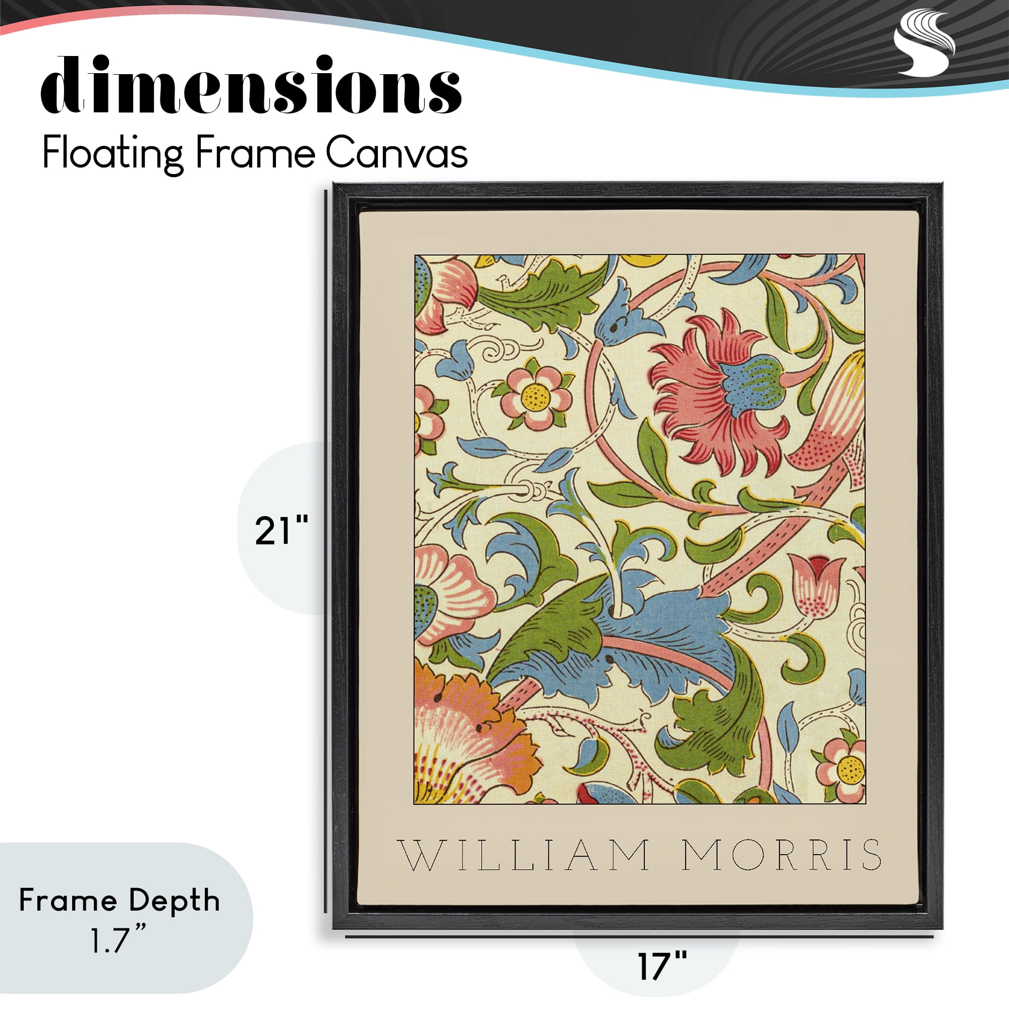 Stupell Industries Stylish Boho Classic Flowers Black Framed Floater Canvas Wall Art, design by Lil' Rue