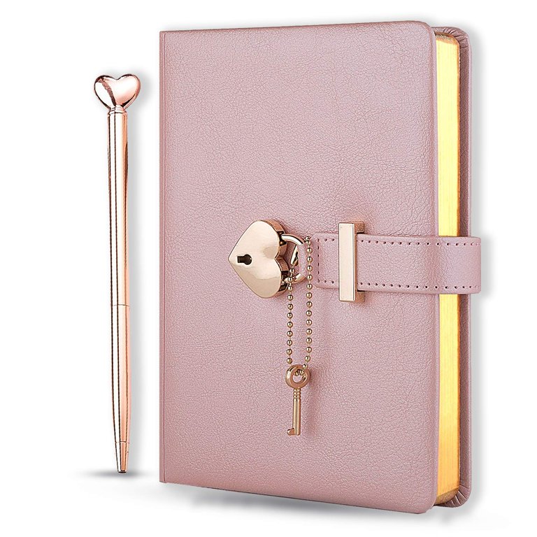Poshieca Heart-Lock Lockable Blank Diary & Journal with Golden