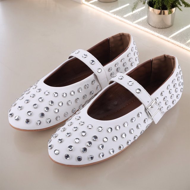 Zapatos de brillo de moda femeninos con correa de hebilla de diamantes de diamantes de diamante