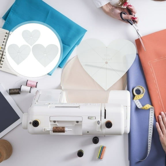 HOOWIFFY Template Tool For Sewing Heart Patchwork Rulers Grey 3Pcs