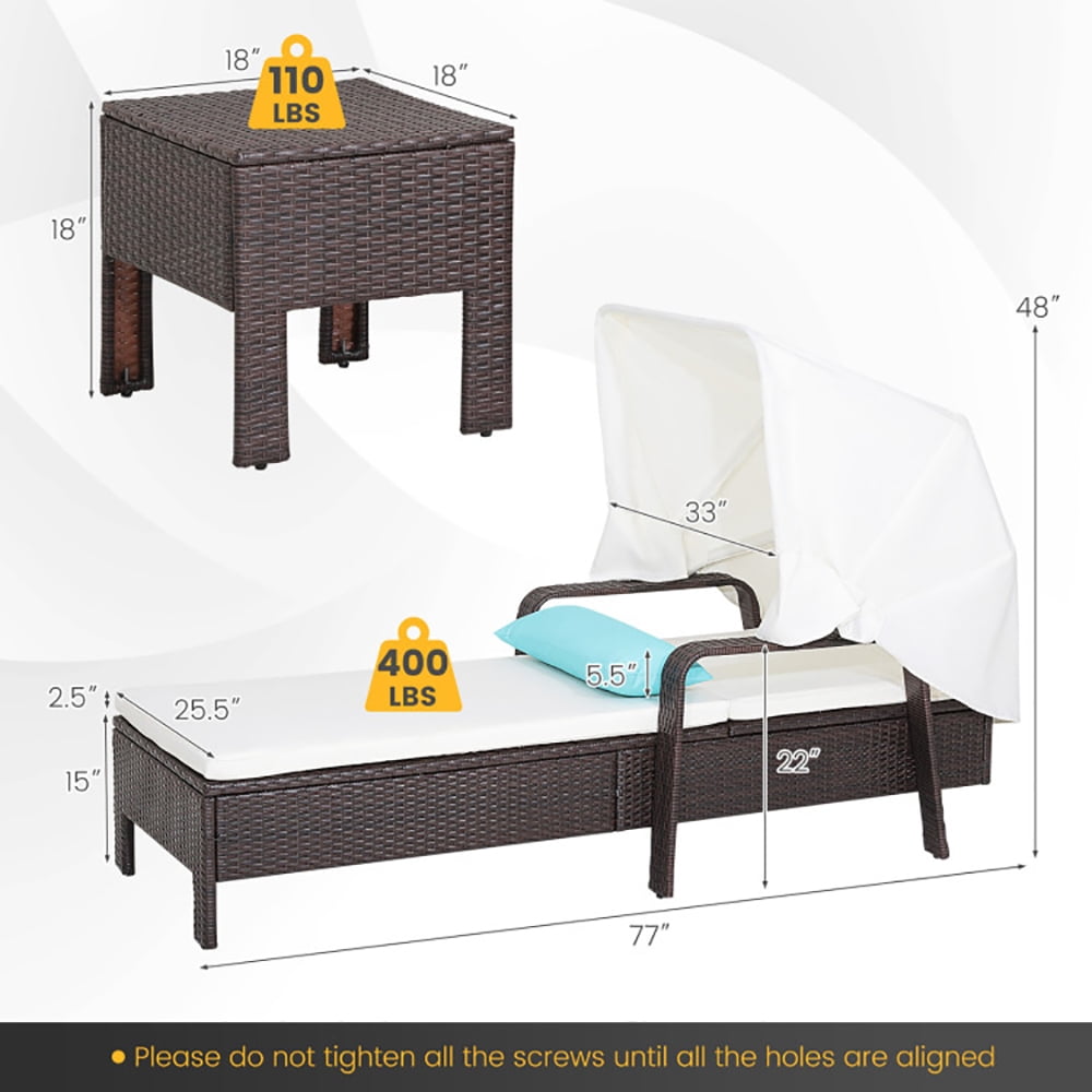 Aimee Lii Outdoor Chaise Lounge Chair and Table Set with Folding Canopy and Armrests, Patio Loungers Aimee Lii Outdoor Chaise Lounge Chair and Table Set with Folding Canopy and Armrests, Patio Loungers