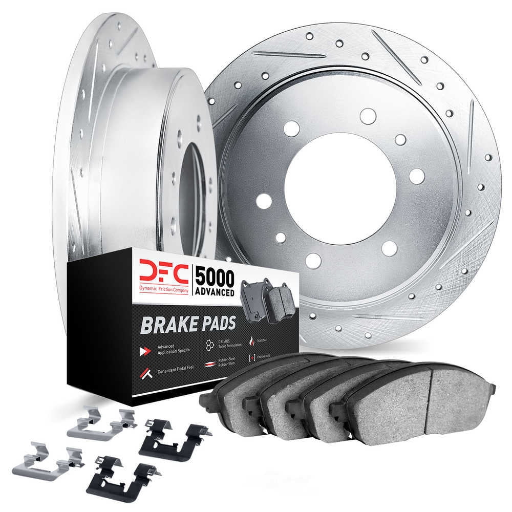 Dynamic Friction Company 7512-52006 DFC Rotors-Drilled and Slotted-Silver with 5000 Advanced Brake
