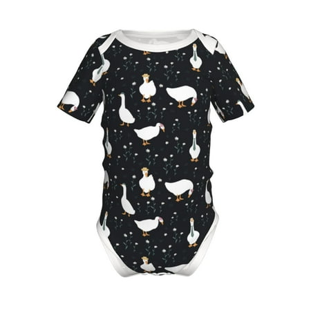 

Junzan Fashionable Goose Print Short-Sleeve Baby Climbing Clothes Bodysuits for Infant One-Piece for Baby Boys & Girls Baby Clothes Baby Romper with Snap Closure-2 Years
