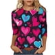 thumbnail image 2 of Xuyuer Valentines Day Lightweight Heart Pattern Tunic Spring Summer Shirts T-Shirts Graphic Tee Tops Womens Casual 3/4 Sleeve Shirts Dressy Round Neck Tops Fashion, 2 of 5
