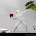 thumbnail image 4 of Resin Flower Thrower Statues war Theme Sculptures Home Decoration Accessories Modern Ornaments Figurine Collection - White, 4 of 7