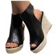 thumbnail image 2 of MKLEKYY Sandalias de Verano para Mujer, de Piel, Con Tacón de Aguja y Suela Gruesa, Estilo Romano, Con Aberturas., 2 of 4