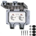 thumbnail image 1 of Weatherproof Outdoor Socket, 2-Gang Electrical Outlet with Independent Switch, IP66 Waterproof &amp; Dustproof Design, Padlock Compatible for Enhanced Security in Gardens &amp;, 1 of 3