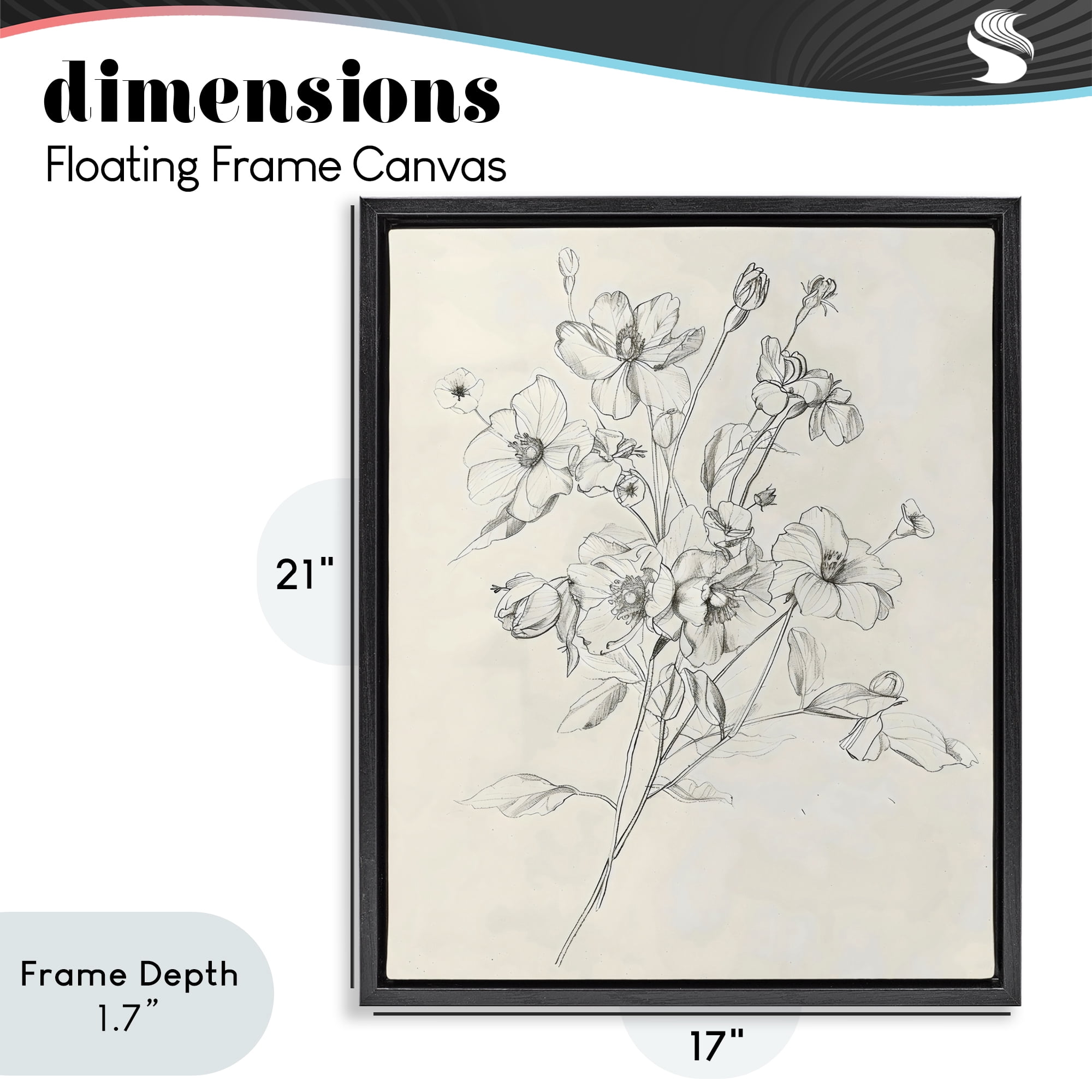 Stupell Industries Wildflower Outline Study Black Framed Floater Canvas Wall Art, design by Creative Studio