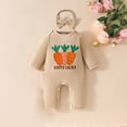 thumbnail image 2 of Coerni My First Easter Baby Girl Outfit Carrot Bunny Romper Jumpsuit Ruffle Butt New Born 1st Easter One Piece Clothes with Headband, 2 of 8
