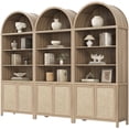 thumbnail image 5 of SICOTAS 84.2"H Tall Rattan Arched Pantry Cabinet Set of 3 with Adjustable Shelves, Oversized Boho Farmhouse Floor Storage Organizer for Kitchen, Dining Room & Home Decor,Reclaimed Light Oak, 5 of 8