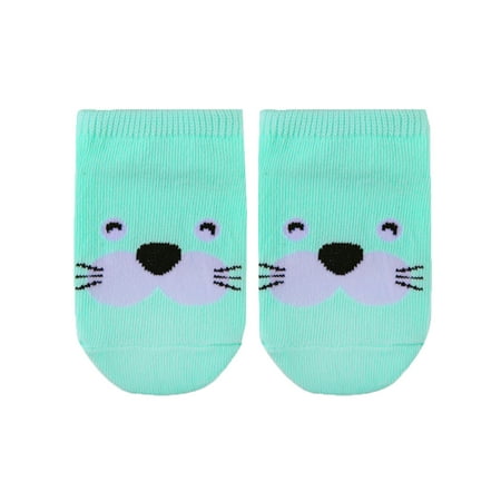 

2pcs New Cartoon Pattern Infant Baby Boy Girl Cotton Short Antiskid Socks Feet light blue M