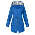 thumbnail image 4 of Dezsed Women Raincoat Waterproof Trench Coat Women Solid Rain Jacket Outdoor Hooded Raincoat Windproof Top Blue XXL, 4 of 4