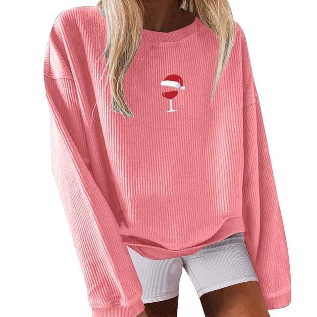 Sudadera Gibobby Divertidas sin capucha cuello redondo Estampado pequeño Rosa L Para Mujer