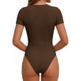 thumbnail image 4 of PRETTYGARDEN Body Suits for Womens Summer Tops Casual Short Sleeve Ribbed Fitted Basic Tee Shirts Spring Fashion Clothes, 4 of 9