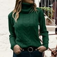 thumbnail image 2 of TTUHYWXI Womens' Turtleneck Long Sleeve Cable Knit Sweaters (Green, L), 2 of 5